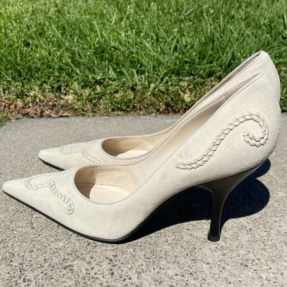 Rare⭐️ EUC Sergio Rossi Leather Suede Pointed Toe Pumps Size 10 - Picture 4 of 15